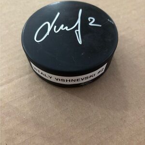 NHL NJ Devils Vitaly Vishnevski #2 Autographed puck